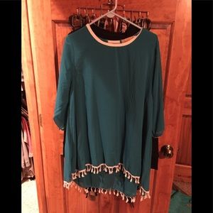 EUC Grace and Emma tassel tunic turquoise